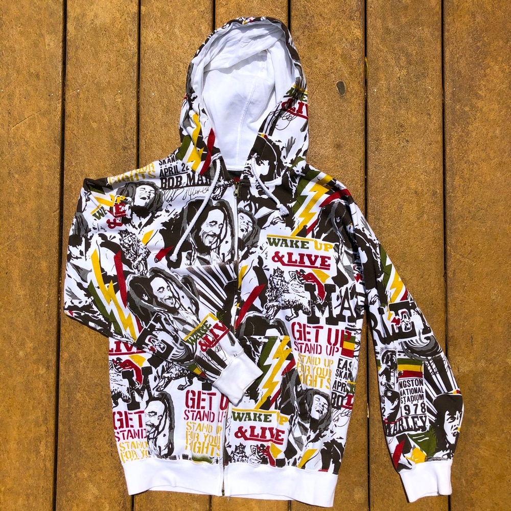 Bob Marley Zion Rootswear Zip Up Hoodie